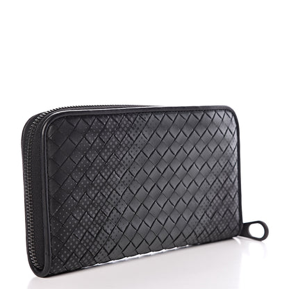 Bottega Veneta Nappa Intrecciato Gradient Spotted Zip Around Wallet Black Gray 3 of 13