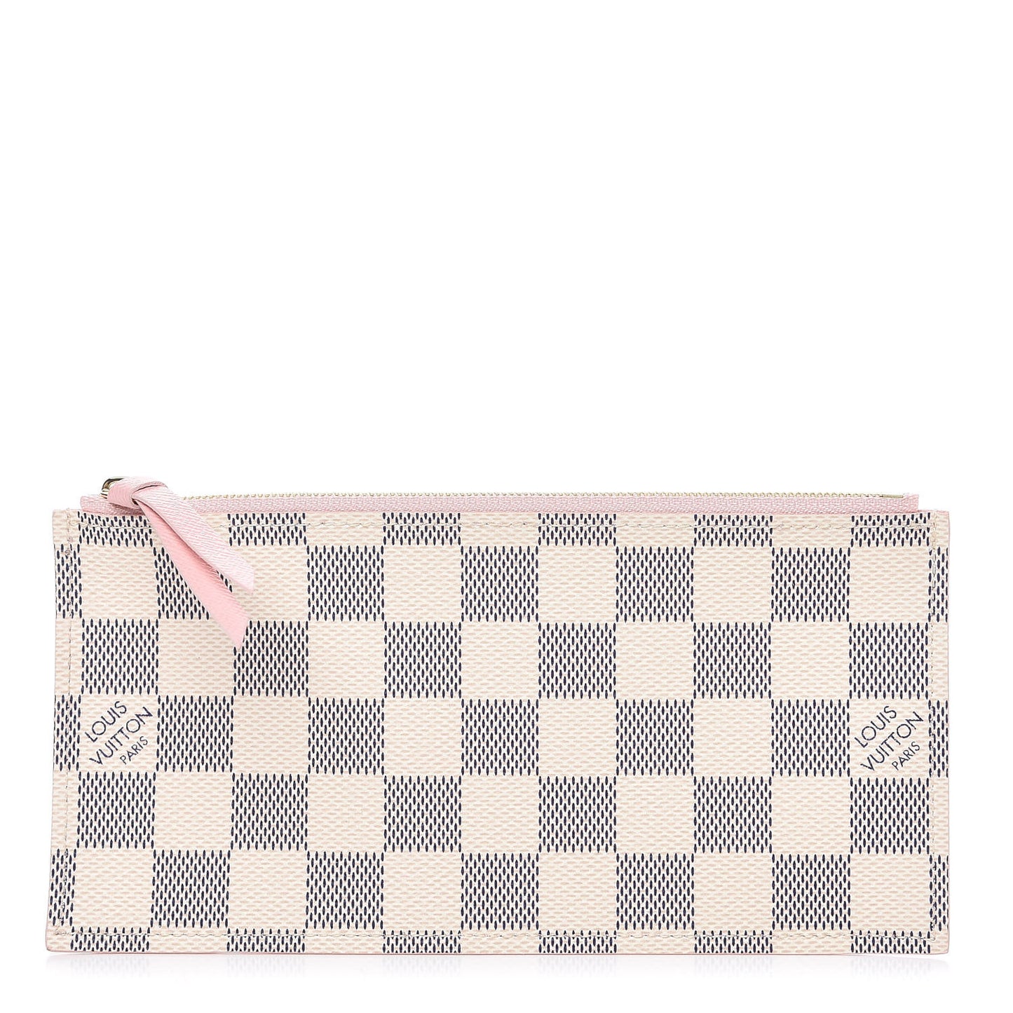 Damier Azur Felicie Chain Wallet Zippered Insert Rose Ballerine