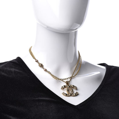 Chanel Crystal Pearl CC Chain Short Necklace Gold 2 of 6