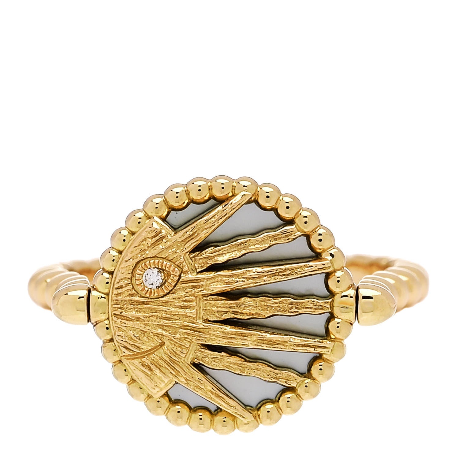 Christian Dior 18K Yellow White Gold Diamond Black Onyx Mother of Pearl Rose Celeste Ring 51 5.75 1 of 6