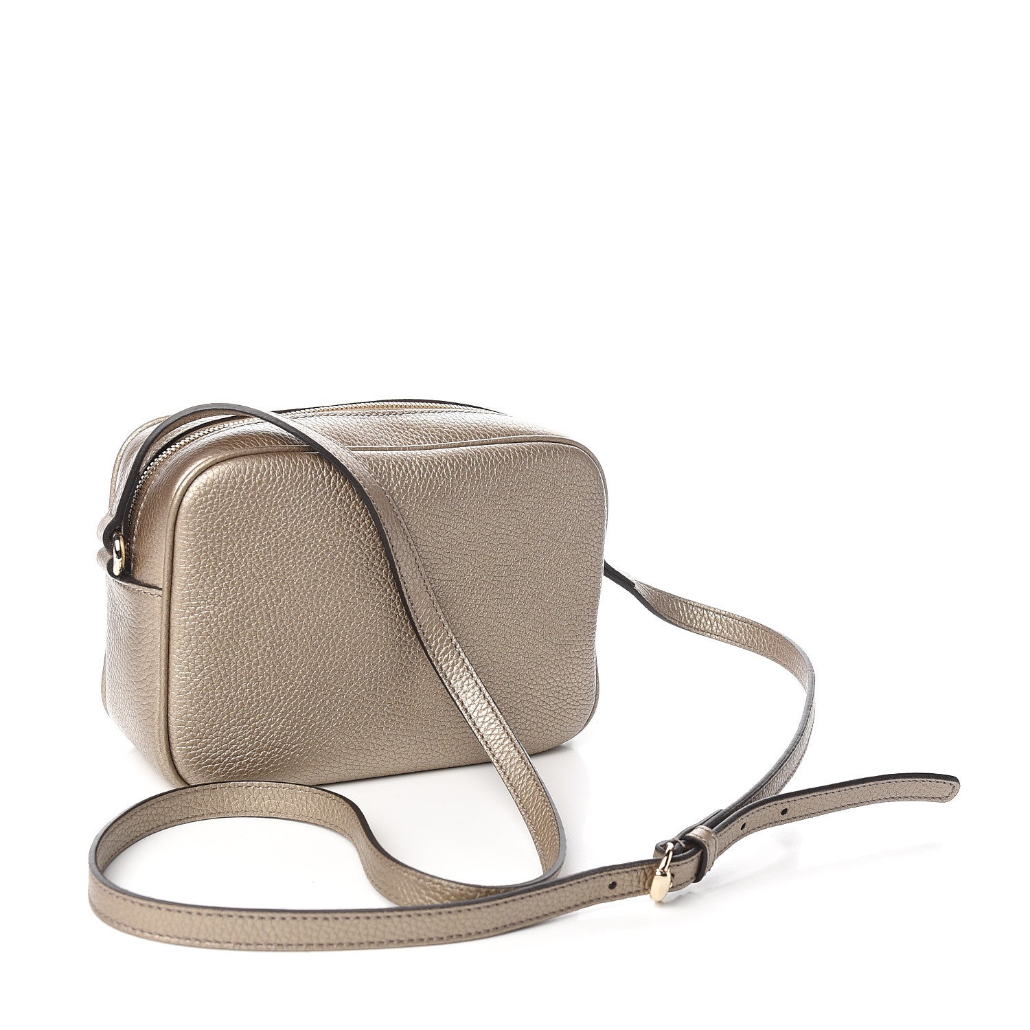 Gucci Metallic Pebbled Calfskin Small Soho Disco Bag Golden Beige 3 of 10