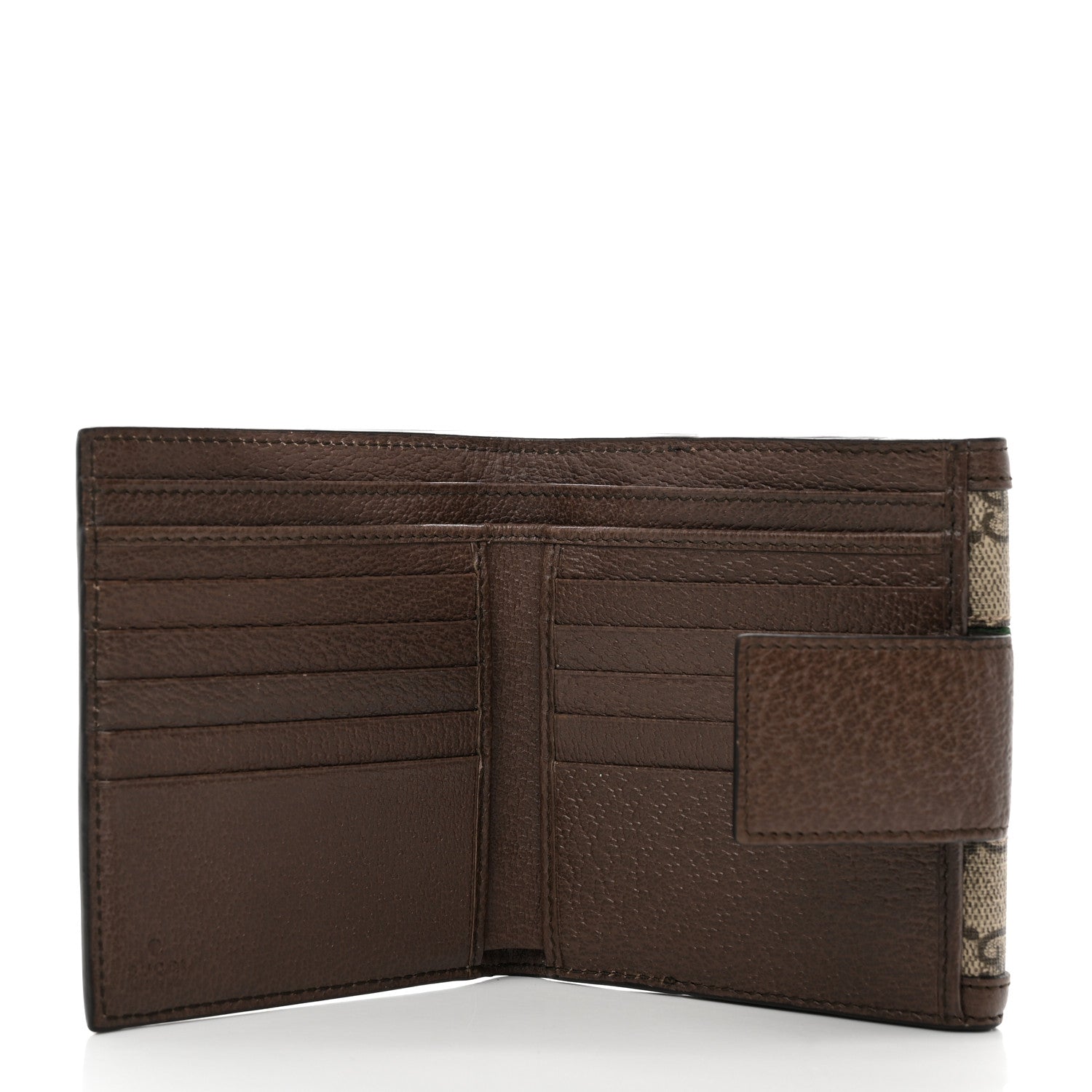 Gucci GG Supreme Monogram Web Ophidia French Flap Wallet Beige New Acero 5 of 7