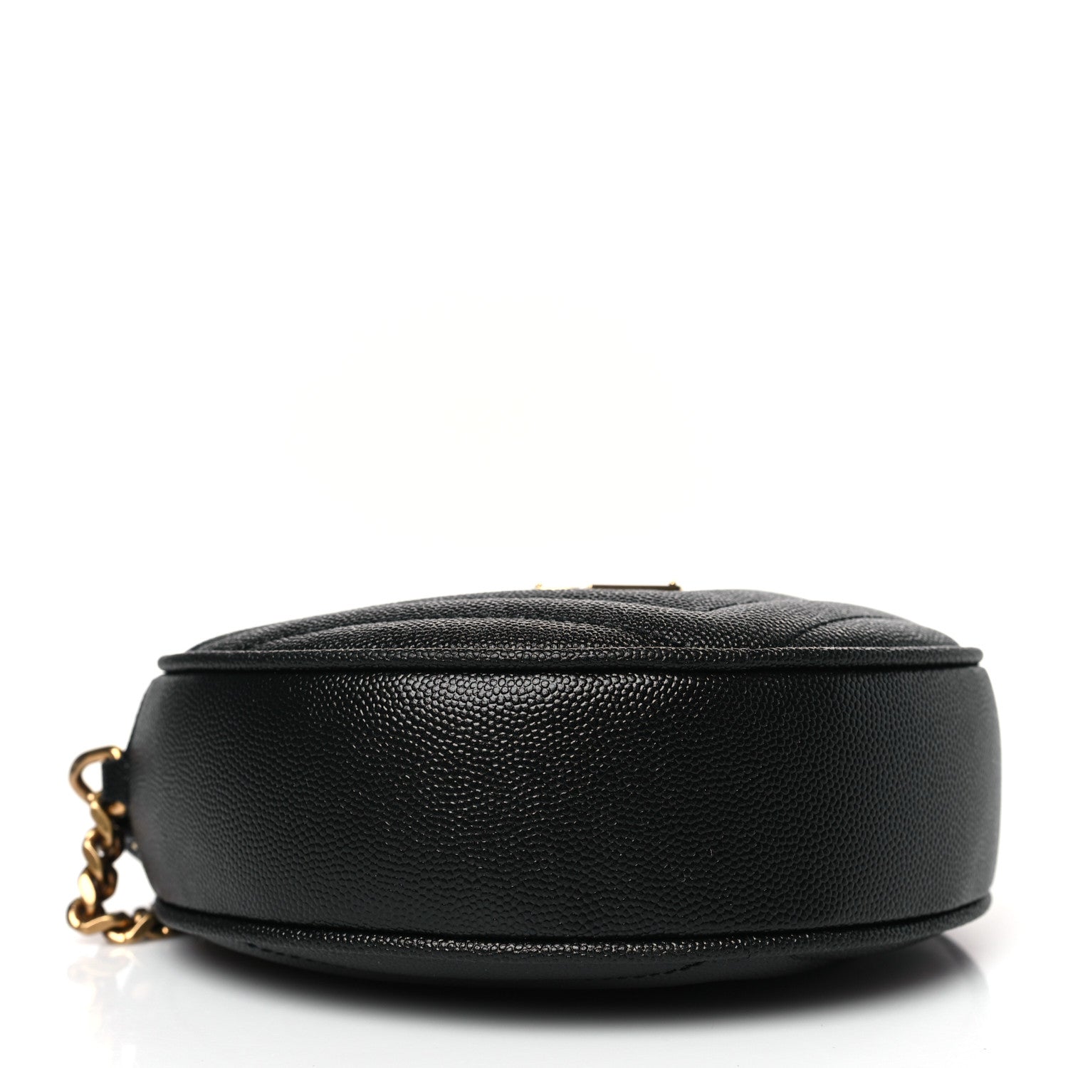 Saint Laurent Grain De Poudre Matelasse Chevron Quilted Round Vinyle Camera Bag Black 4 of 10