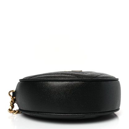 Saint Laurent Grain De Poudre Matelasse Chevron Quilted Round Vinyle Camera Bag Black 4 of 10