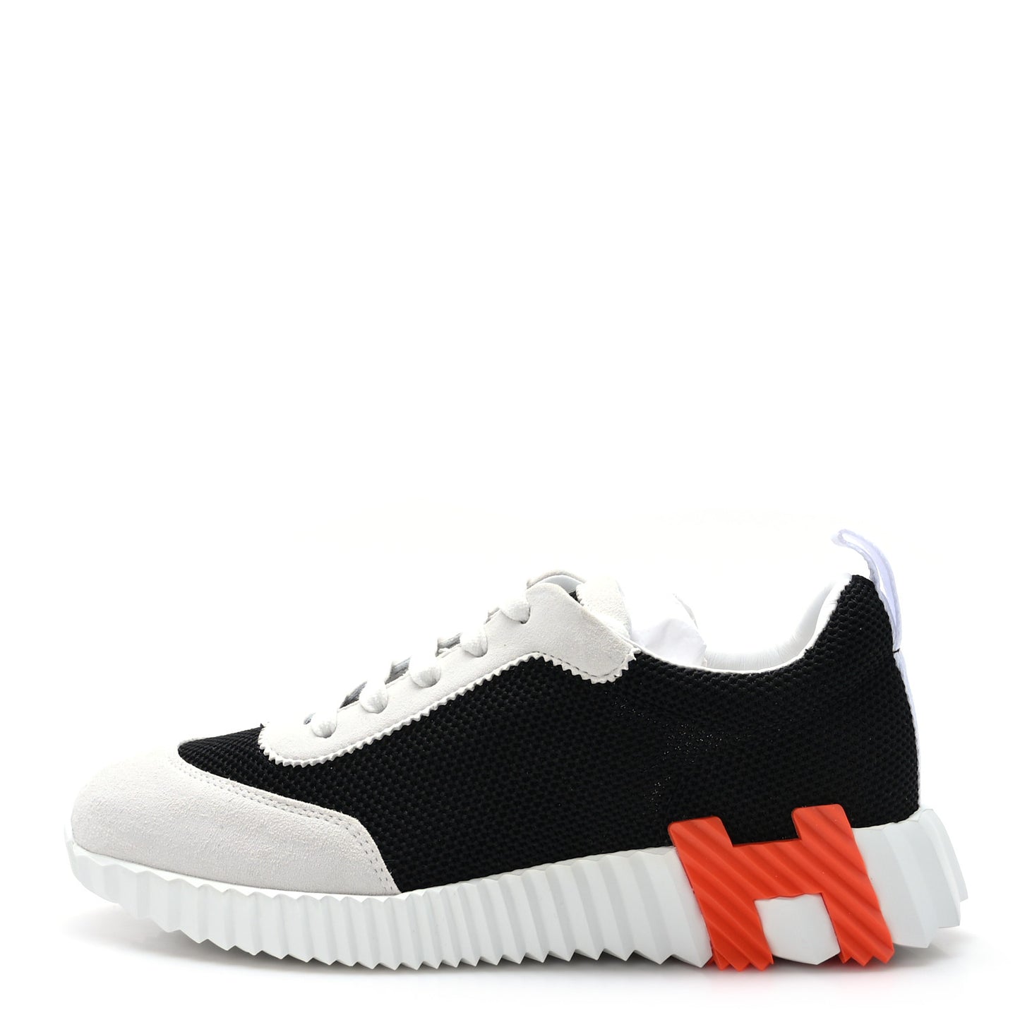Air Mesh Suede Goatskin Bouncing Sneakers 37 Black Orange