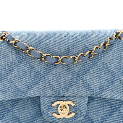 Chanel Printed Denim Quilted Small Double Flap Light Blue 7 of 10