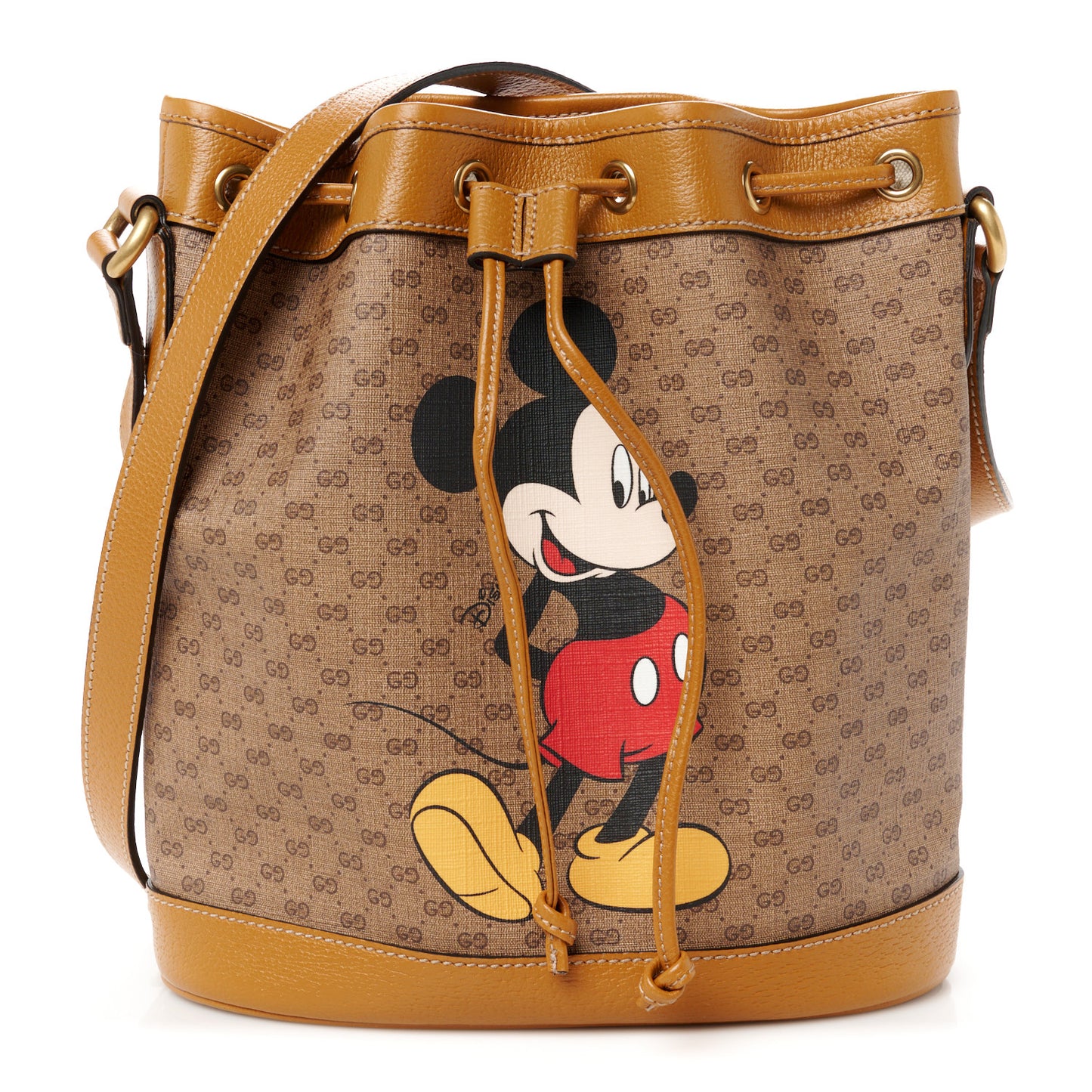 X DISNEY Mini Vintage GG Supreme Monogram Bucket Bag Beige Vintage Sun Oil