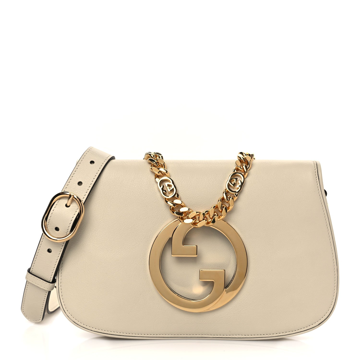 Gucci Roxy Calfskin Blondie Chain Shoulder Flap Bag Mystic White 1 of 6