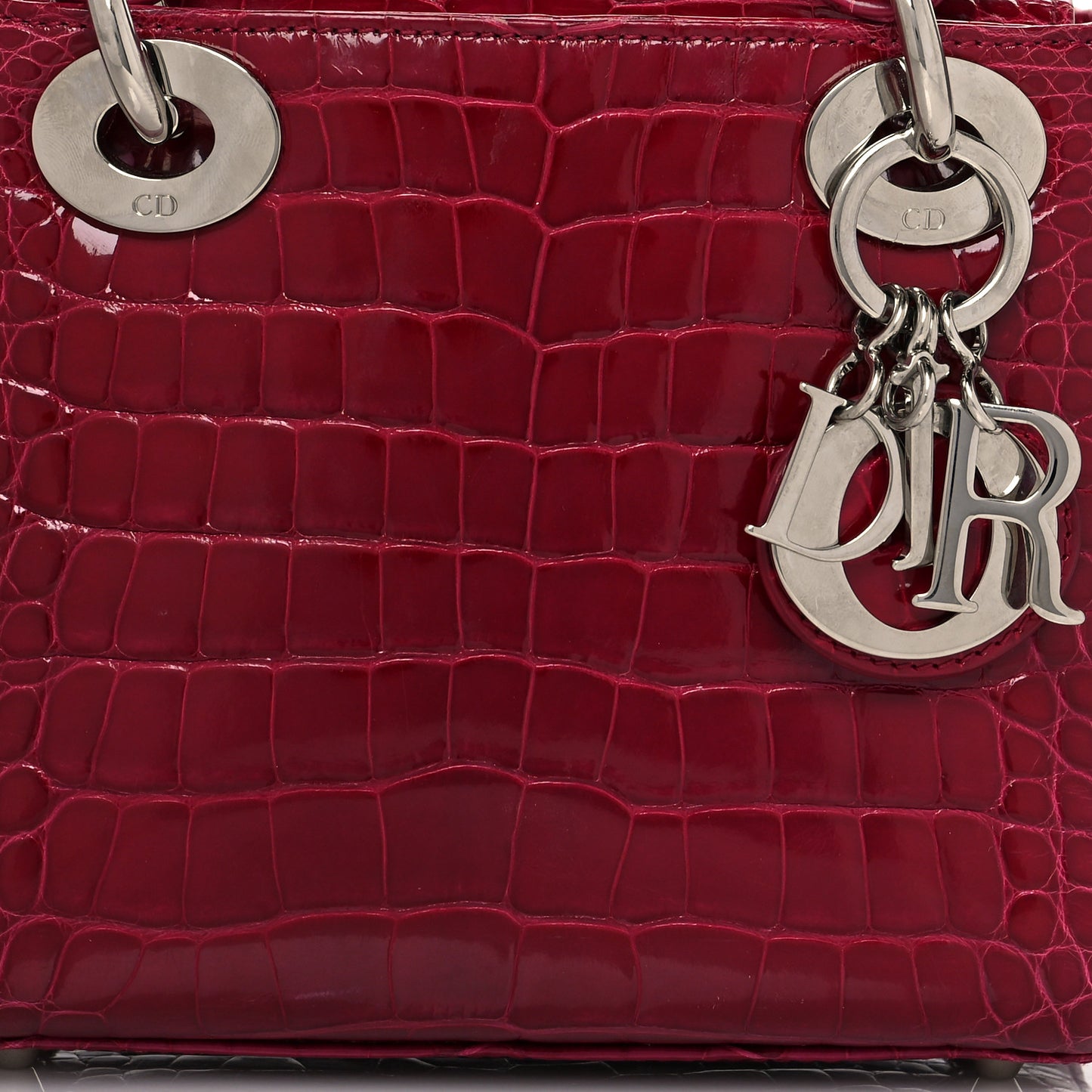Alligator Mini Lady Dior Dark Pink