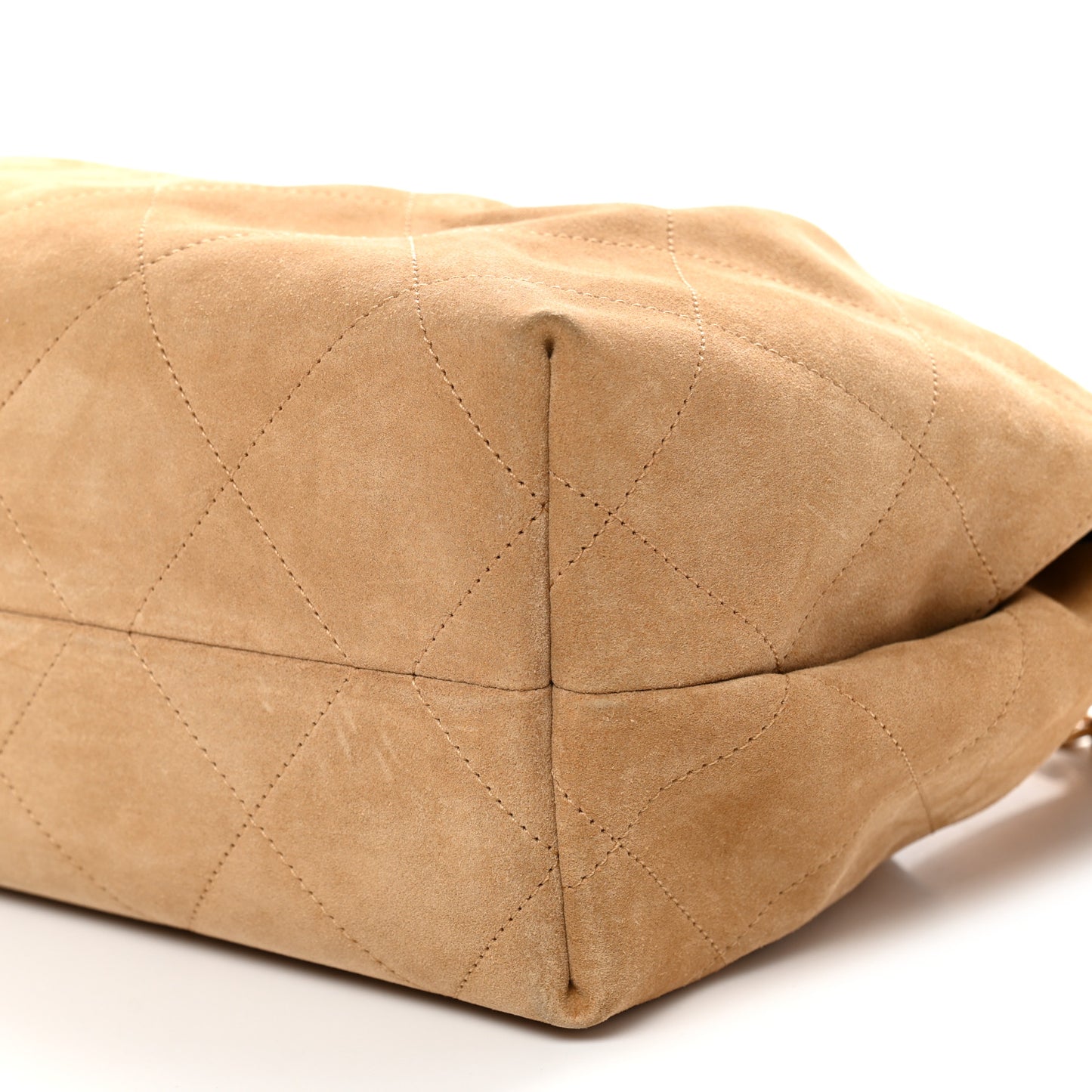 Suede Calfskin Lambskin Quilted Maxi Hobo Light Brown