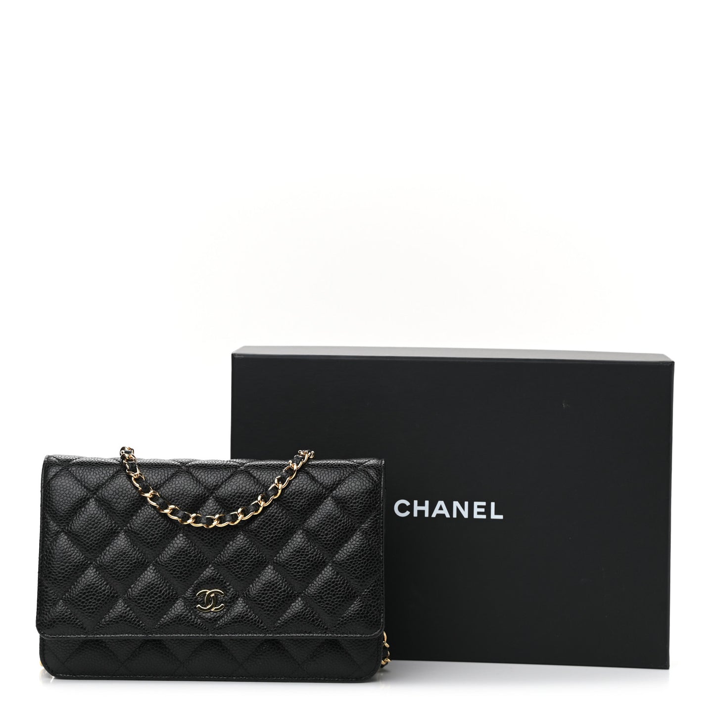 Caviar Quilted Wallet On Chain WOC Black