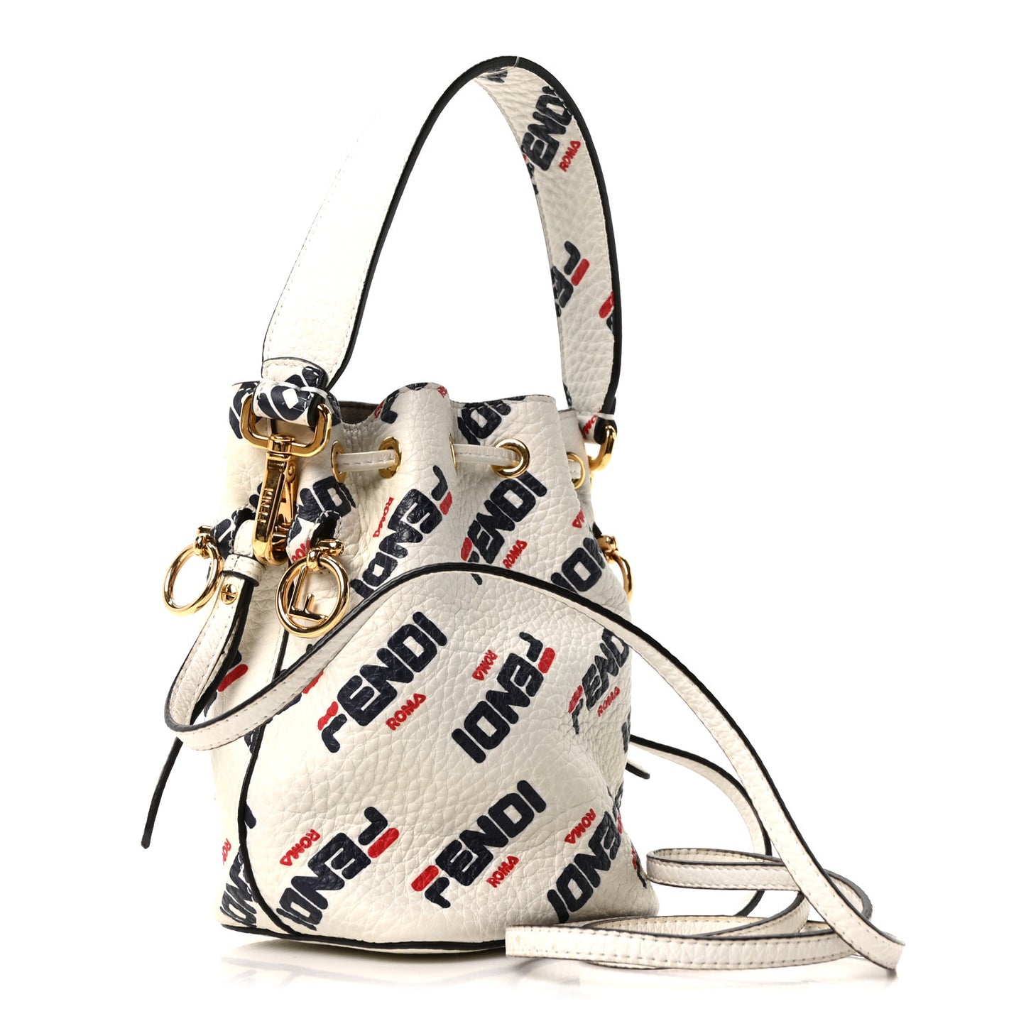 X FILA Vitello F is Fendi Mania Mini Mon Tresor Bucket Bag White