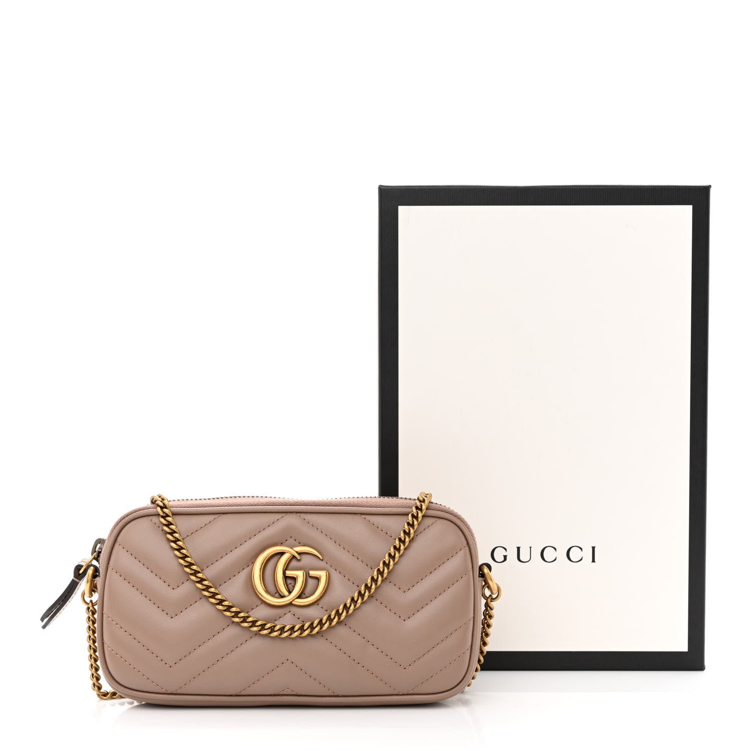 Gucci Calfskin Matelasse Mini GG Marmont Chain Crossbody Bag Porcelain Rose 11 of 11