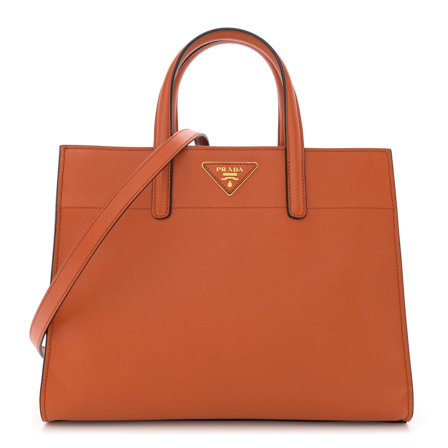 Saffiano Soft Triple Pocket Tote Papaya