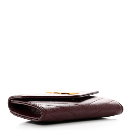 Saint Laurent Grain De Poudre Matelasse Chevron Small Monogram Envelope Wallet Burgundy 4 of 9