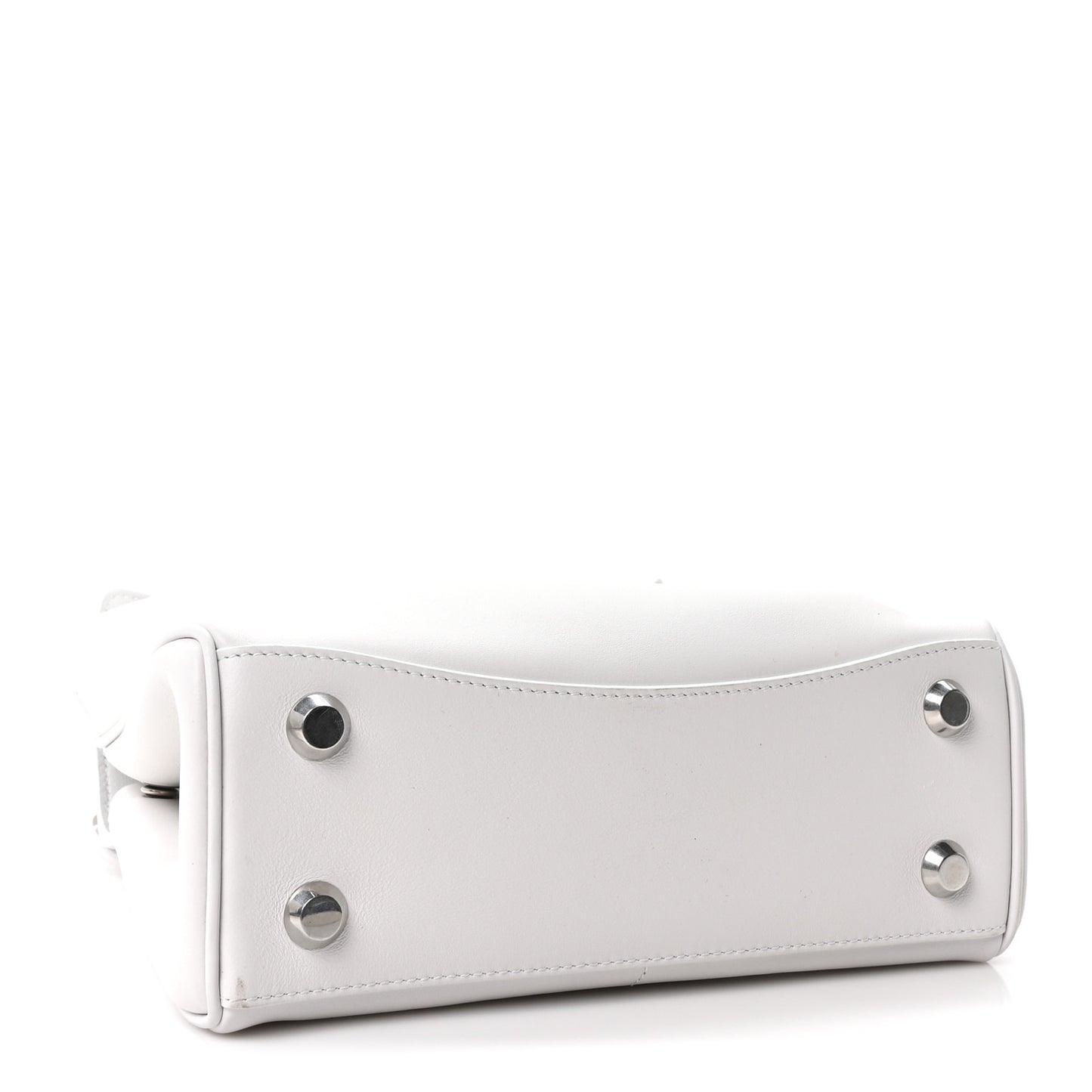 Natural Smooth Calfskin Mini Rodeo Top Handle Handbag Optic White