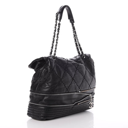 Chanel Calfskin Stitched Large Expandable Flap Bag Black 4 of 9