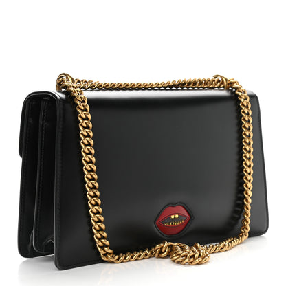 Gucci Knight Calfskin Malaga Kid Heart Medium GG Marmont Chain Handle Bag Black Hibiscus Red Multicolor 3 of 9