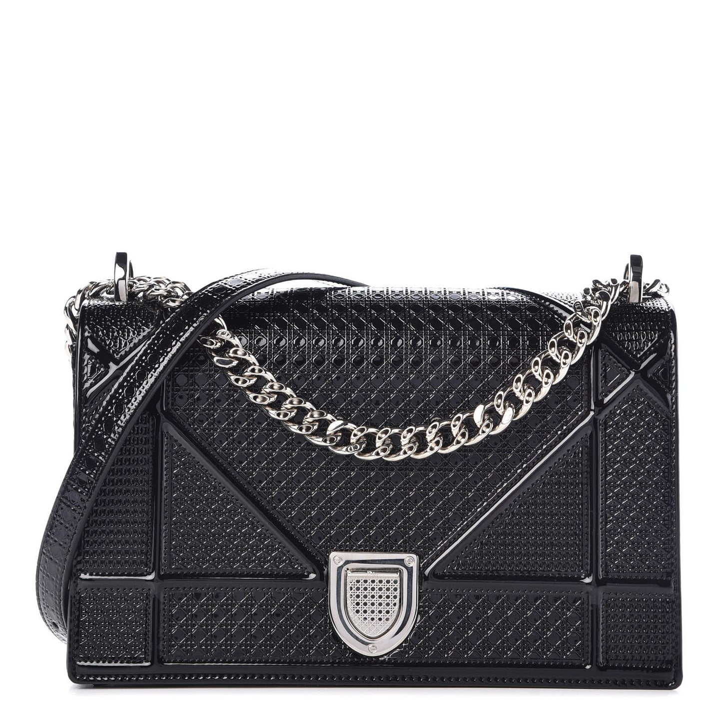 Patent Micro-Cannage Medium Diorama Flap Bag Black