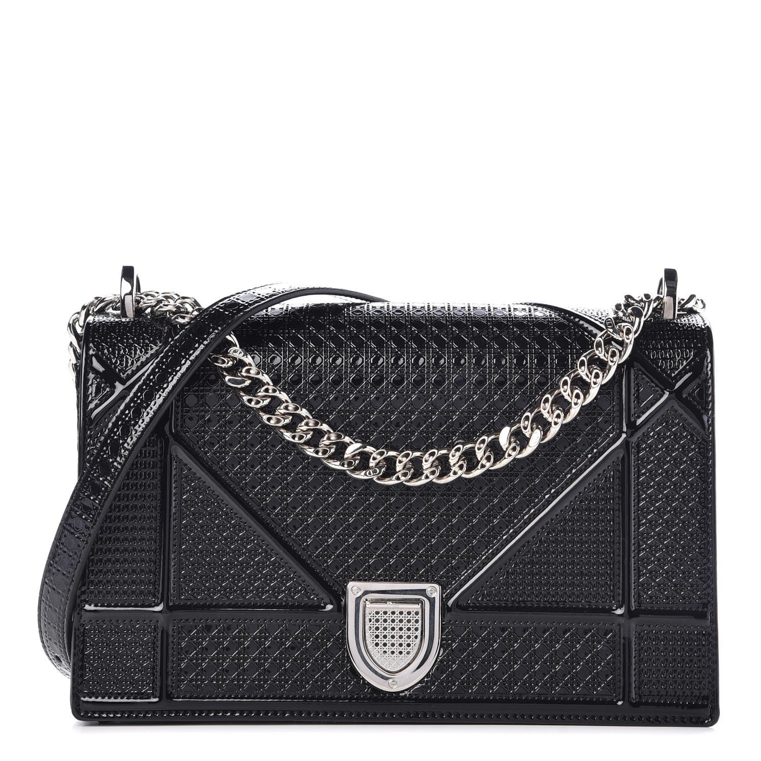 Christian Dior Patent Micro-Cannage Medium Diorama Flap Bag Black 1 of 7