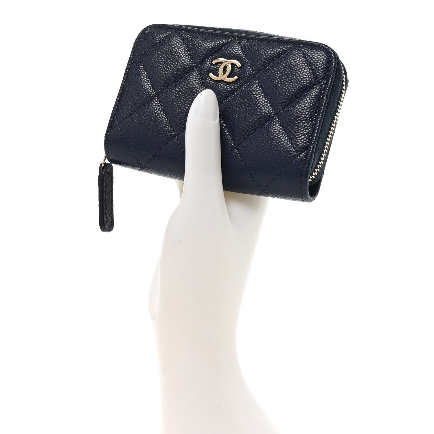 Chanel Caviar Quilted Zip Coin Purse Navy 2 of 8