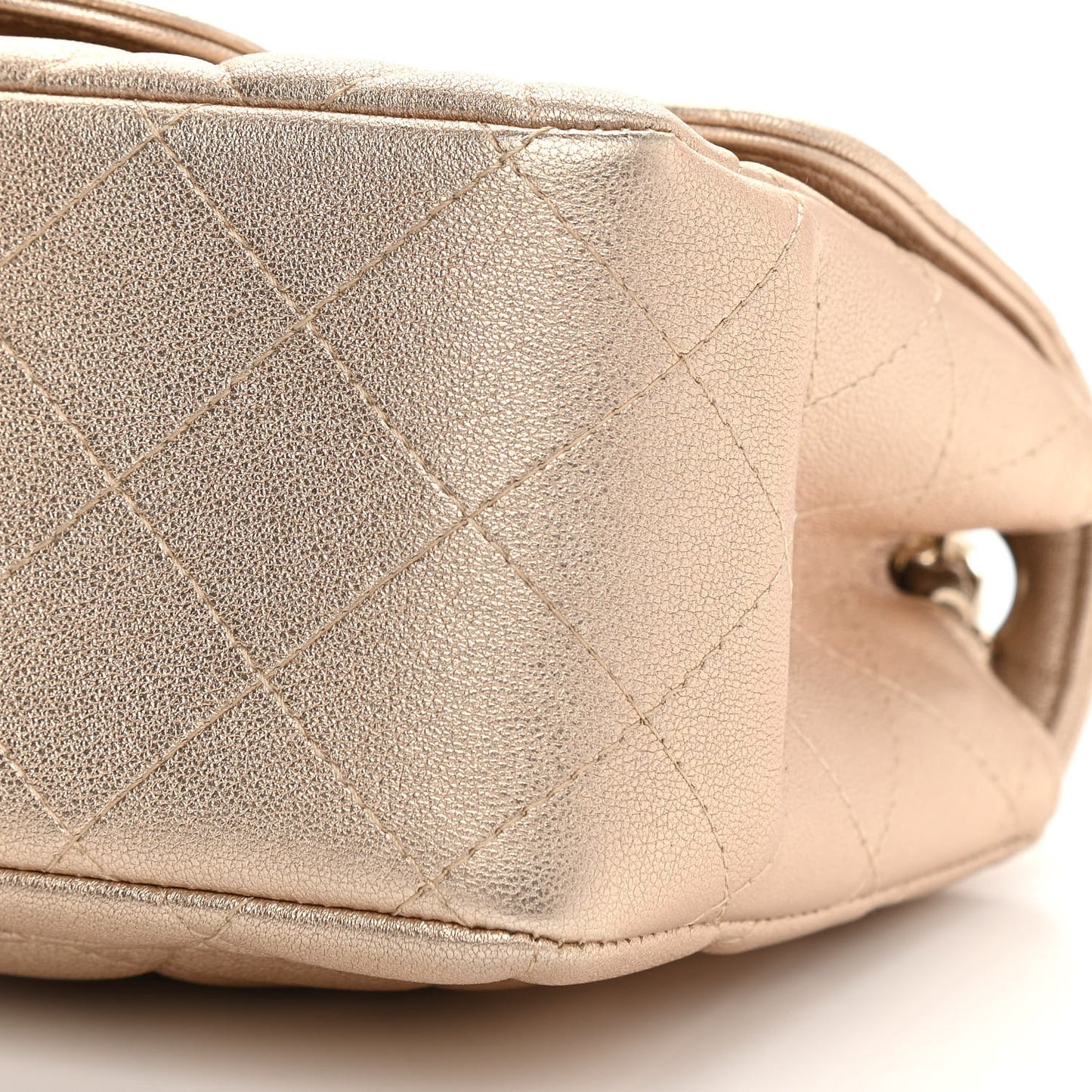Metallic Lambskin Quilted Mini Square Flap Gold