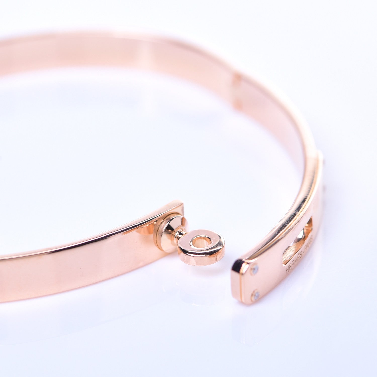 Hermes 18K Rose Gold Diamond PM Kelly Bracelet SH 5 of 6