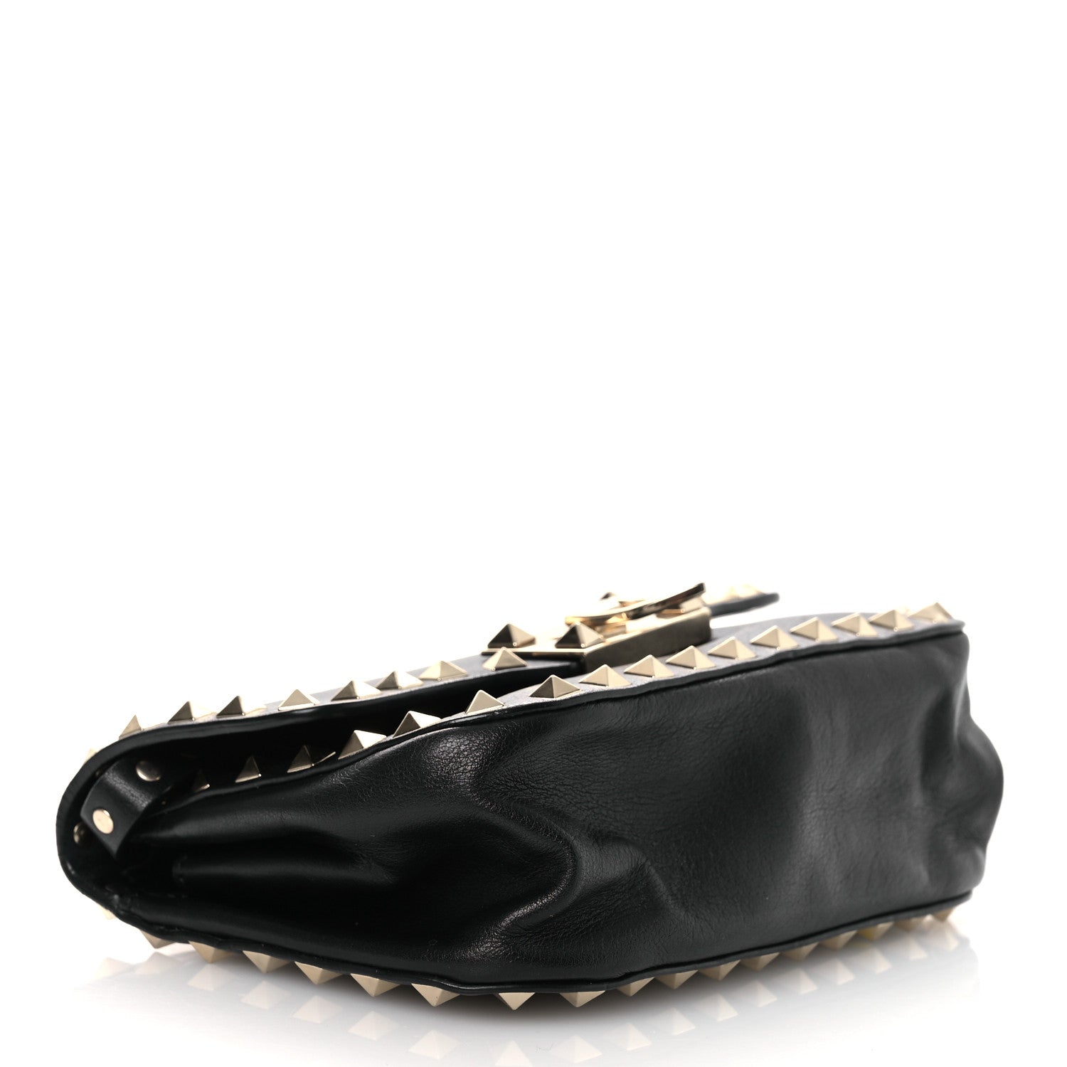 Valentino Garavani Vitello Mini Rockstud Flap Saddle Crossbody Bag Black 4 of 14