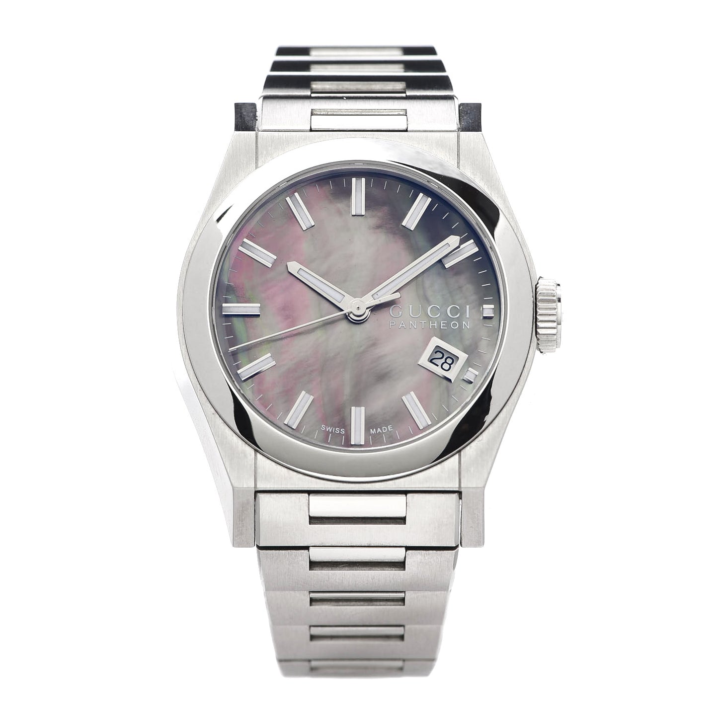 Stainless Steel Black Mother of Pearl 36mm Pantheon Quartz Watch
