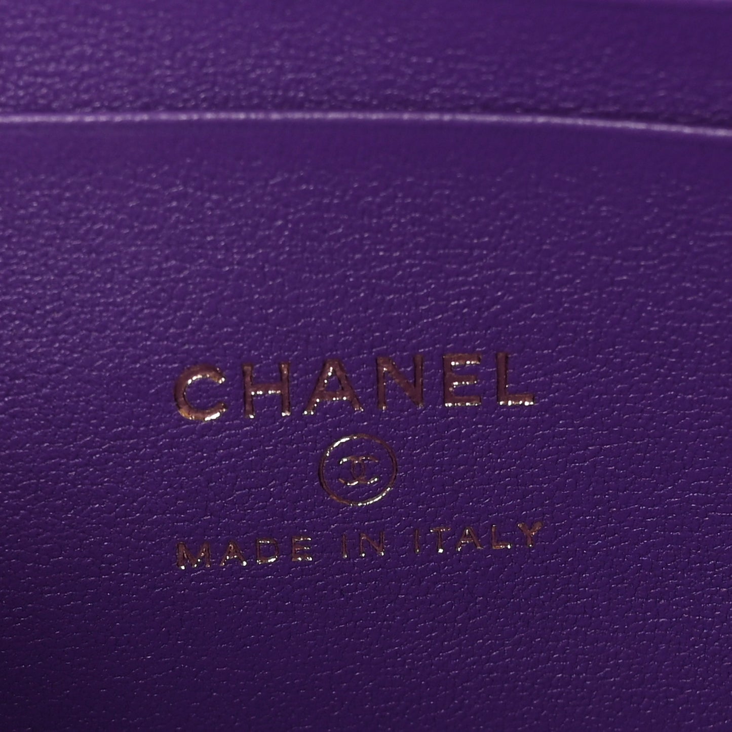 Lambskin Quilted Small Top Handle Vanity Case With Chain Purple