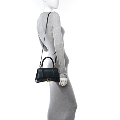 Balenciaga Shiny Box Calfskin Small Hourglass Top Handle Bag Black 2 of 14
