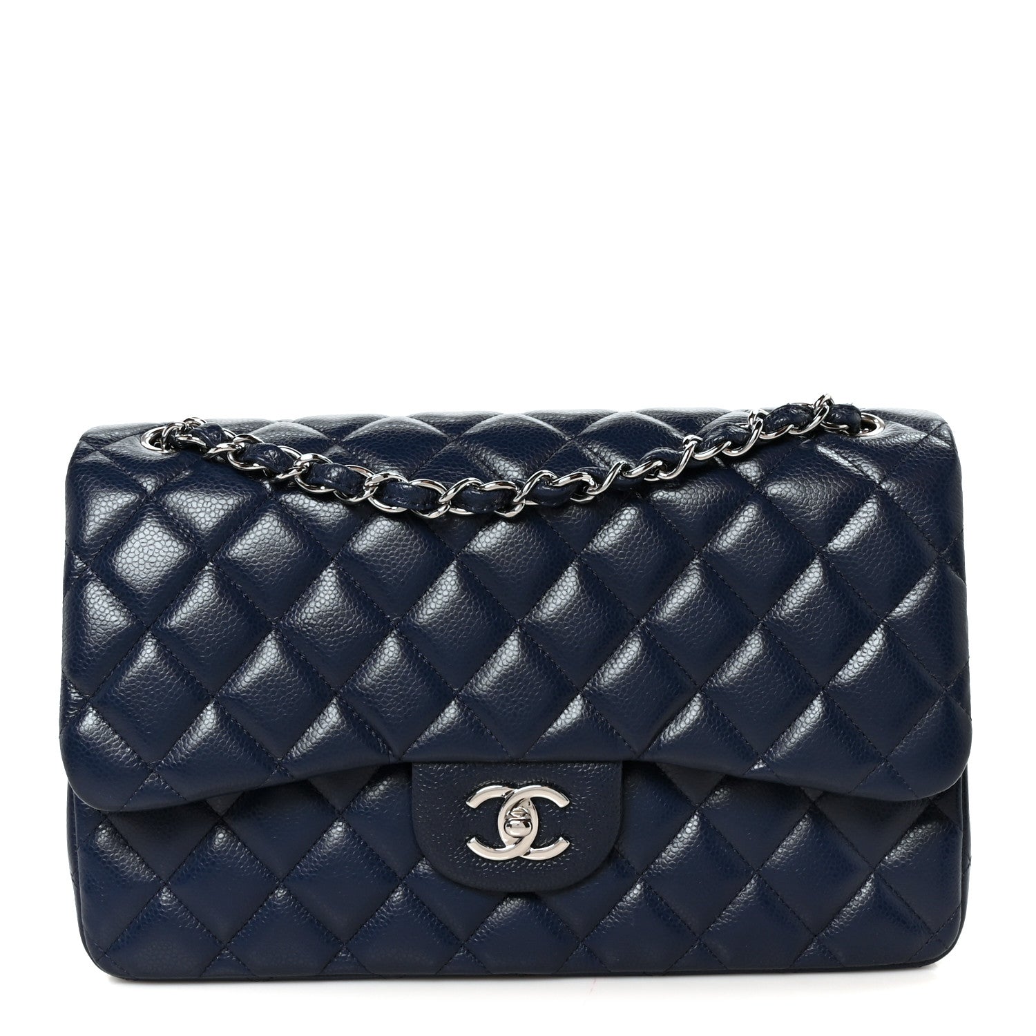 Chanel Caviar Quilted Jumbo Double Flap Navy Blue 1 of 10