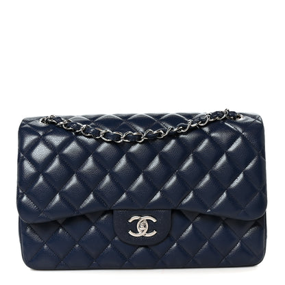 Chanel Caviar Quilted Jumbo Double Flap Navy Blue 1 of 10