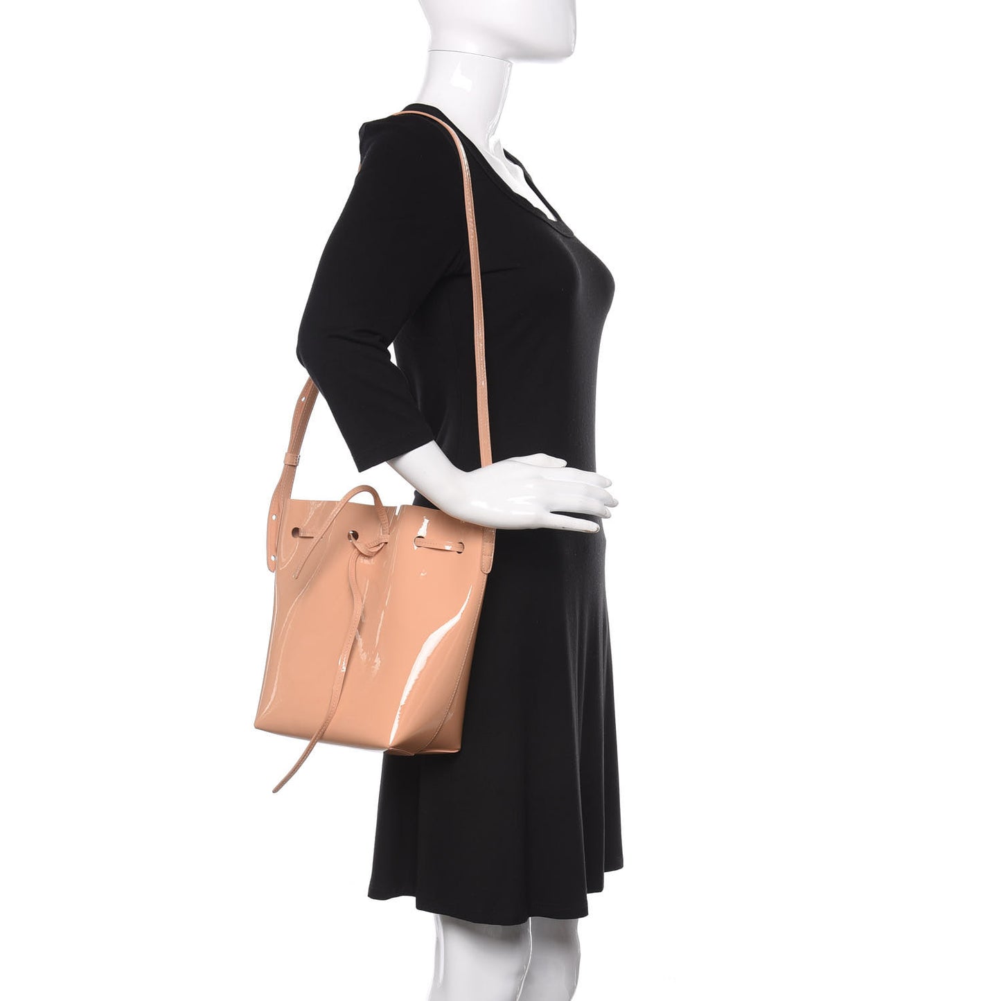 Patent Calfskin Mini Bucket Bag Rosa