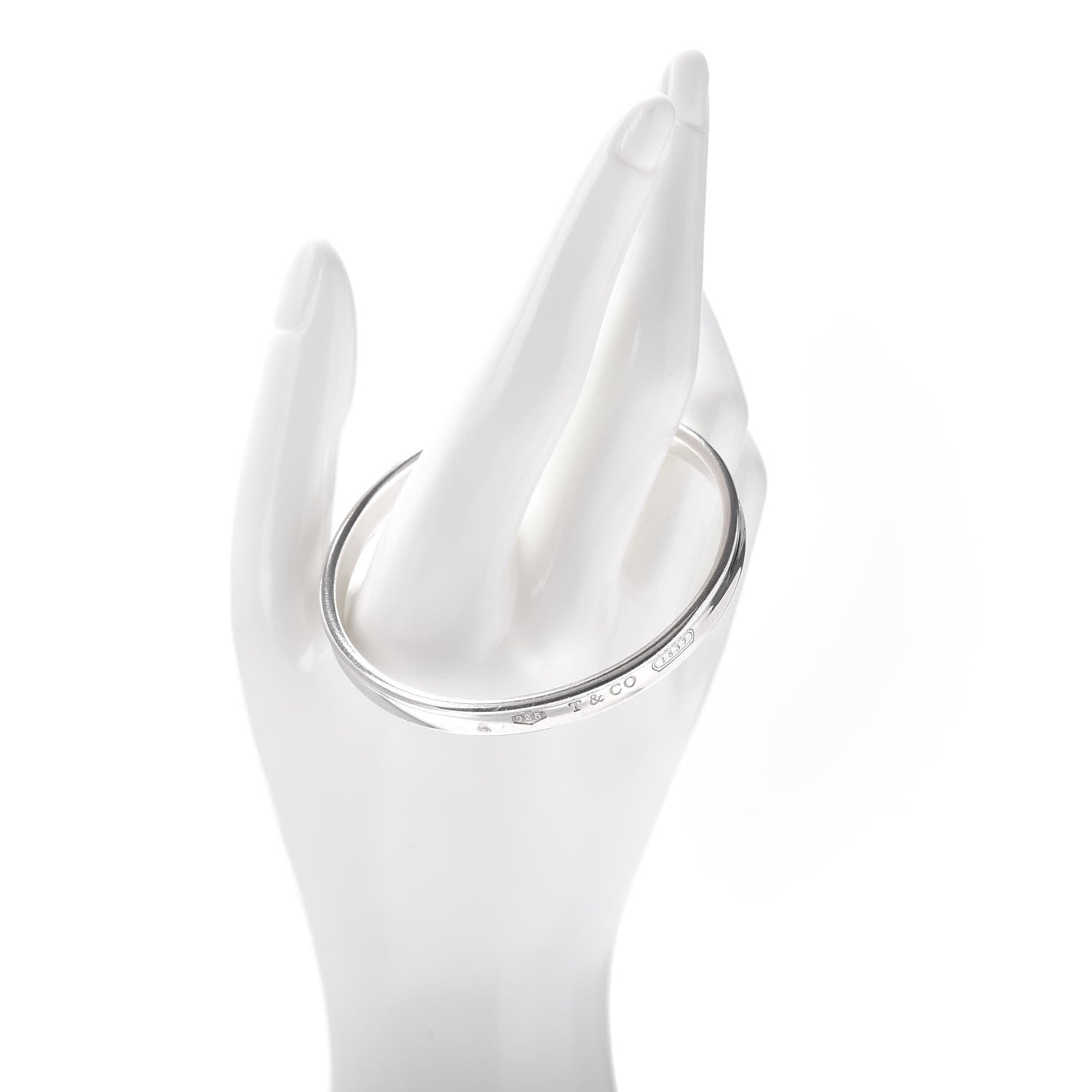 Tiffany Sterling Silver Narrow 1837 Bangle Bracelet 2 of 4