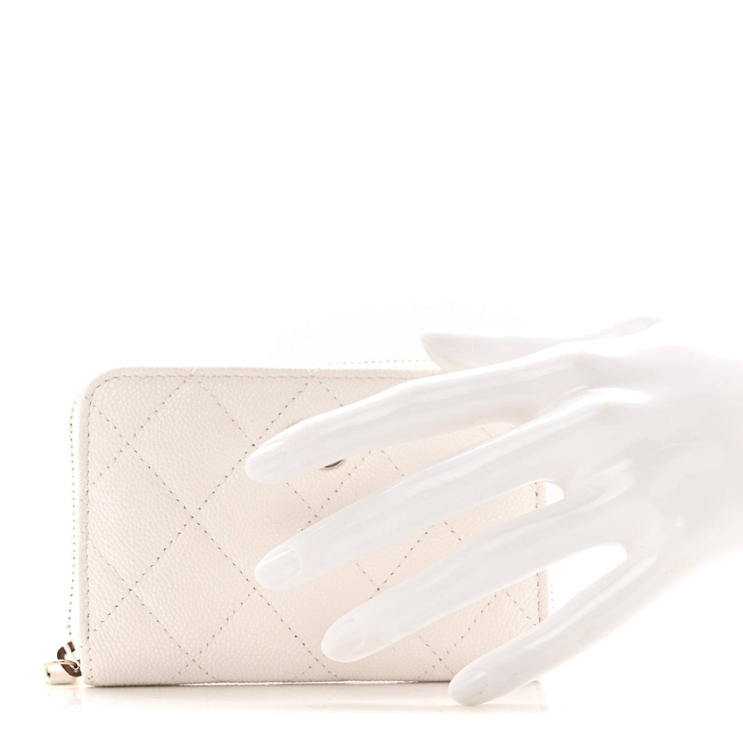 Caviar Quilted Zip Coin Purse White