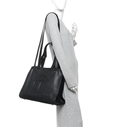 Telfar Pebbled Calfskin Medium Carry Bag Black 2 of 10