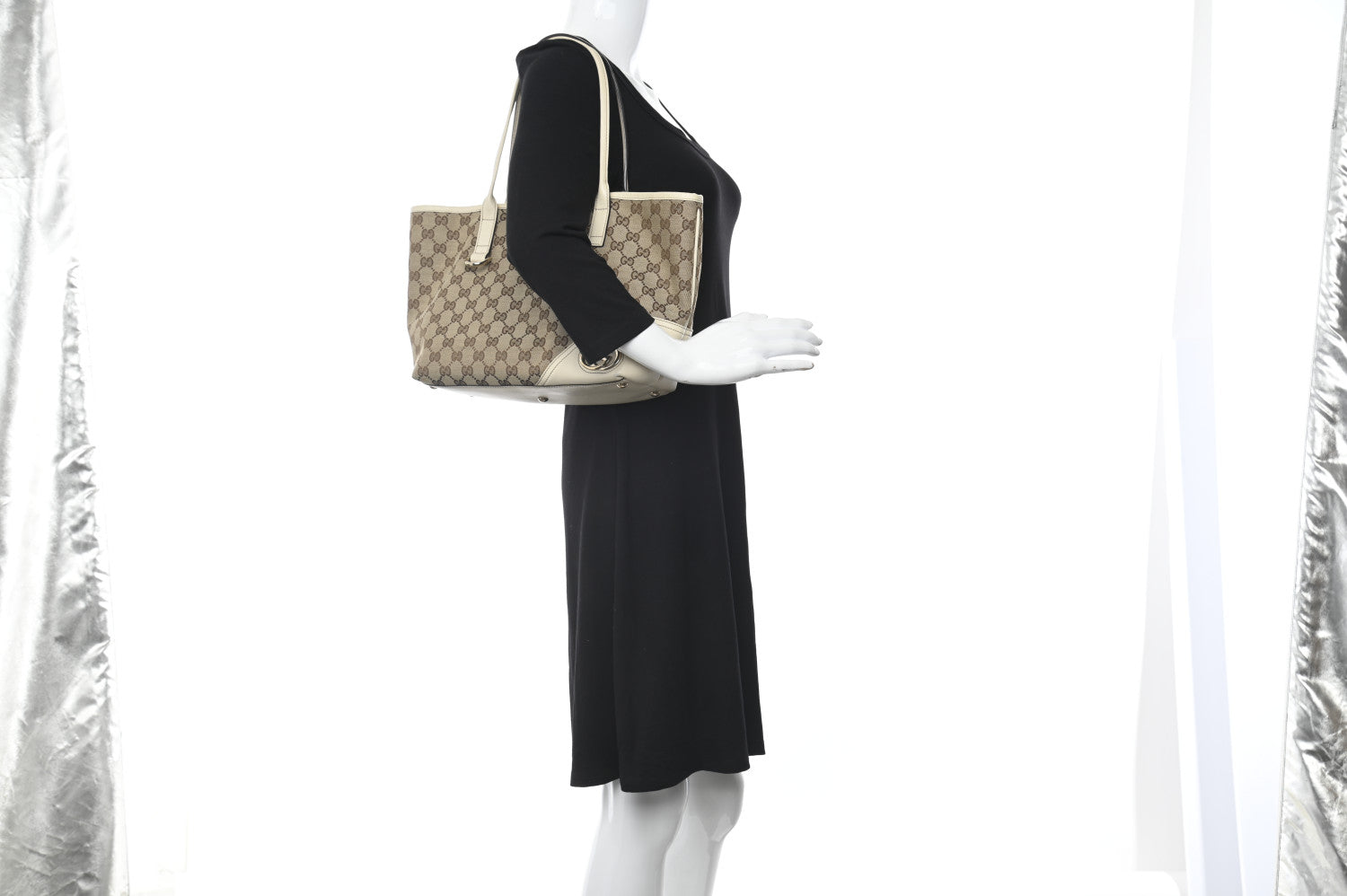 Gucci Monogram Medium New Britt Tote Off White 2 of 11