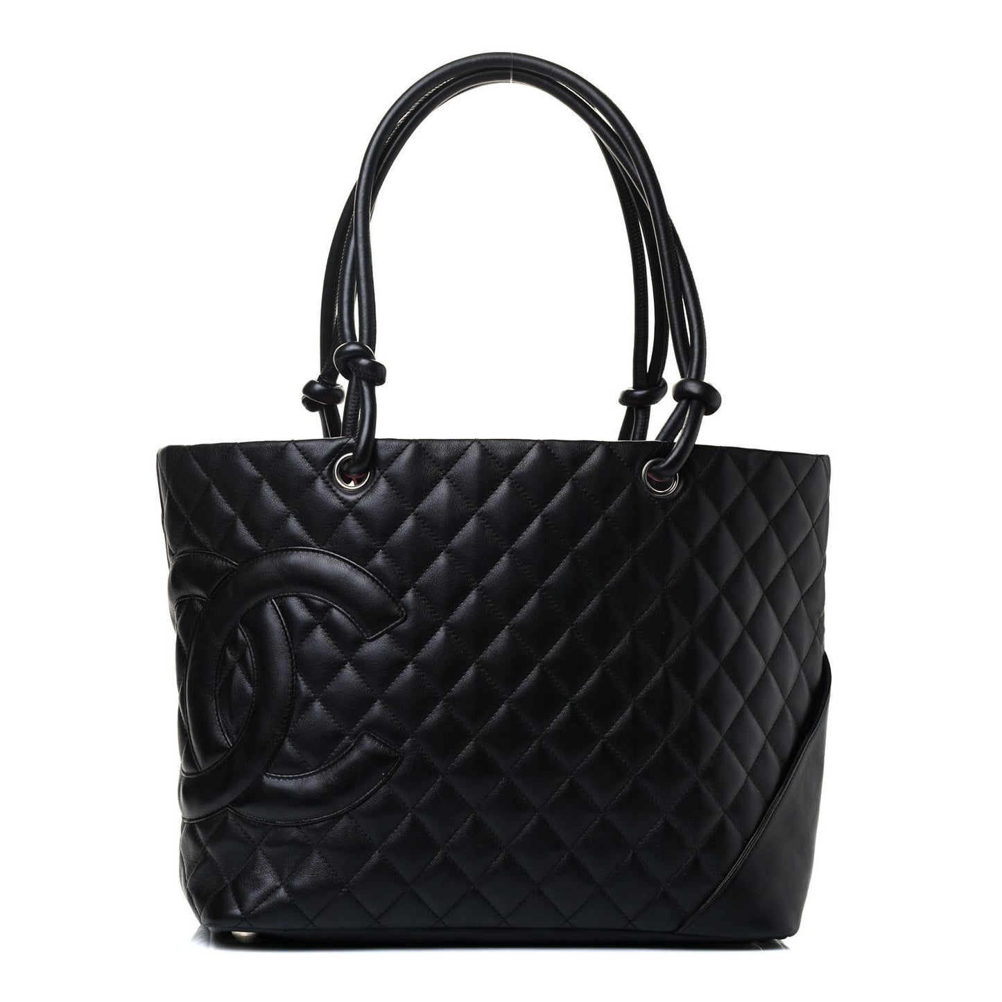 Calfskin Quilted Large Cambon Tote Black