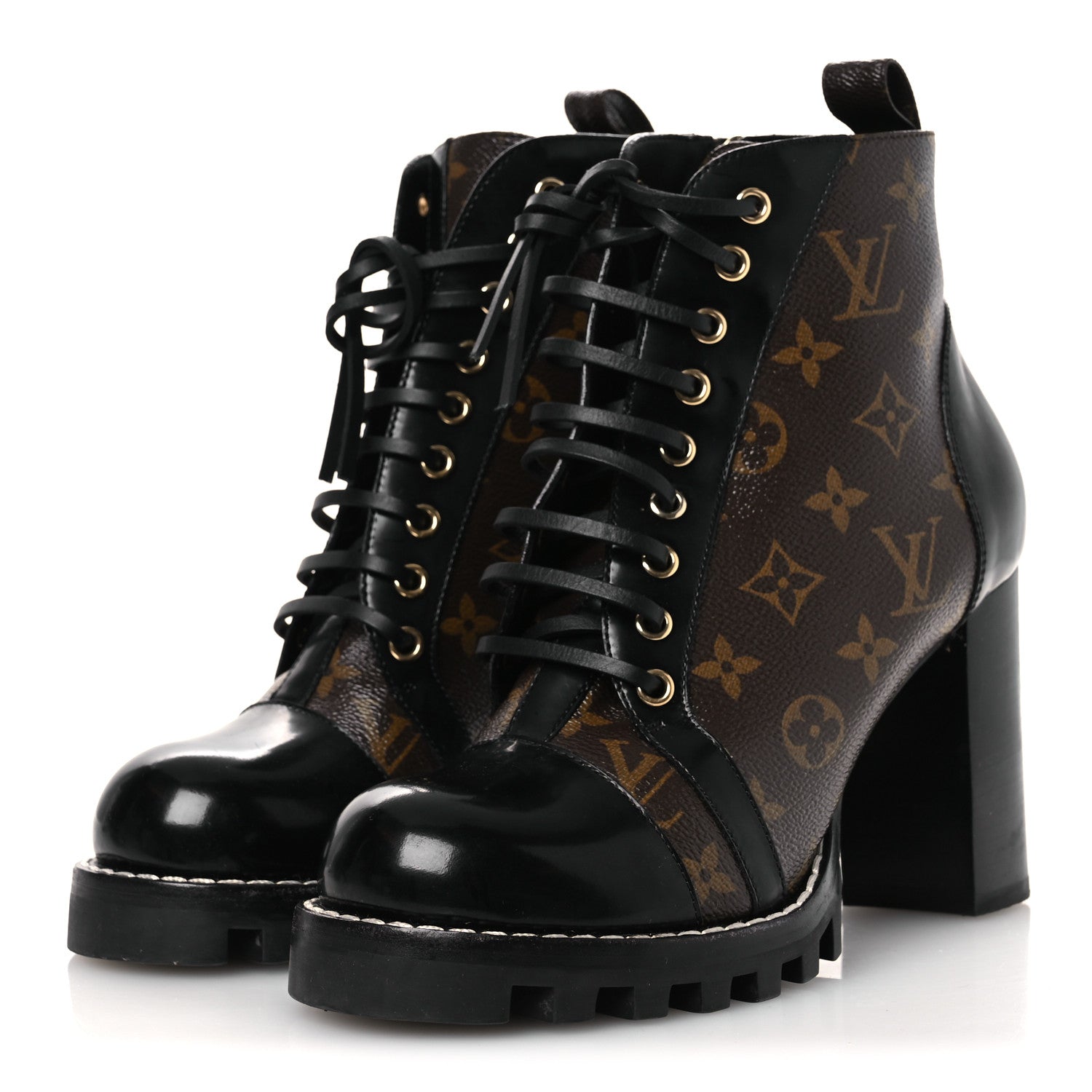 Louis Vuitton Patent Calfskin Monogram Star Trail Ankle Boots 40 Black 4 of 12