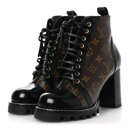 Louis Vuitton Patent Calfskin Monogram Star Trail Ankle Boots 40 Black 4 of 12
