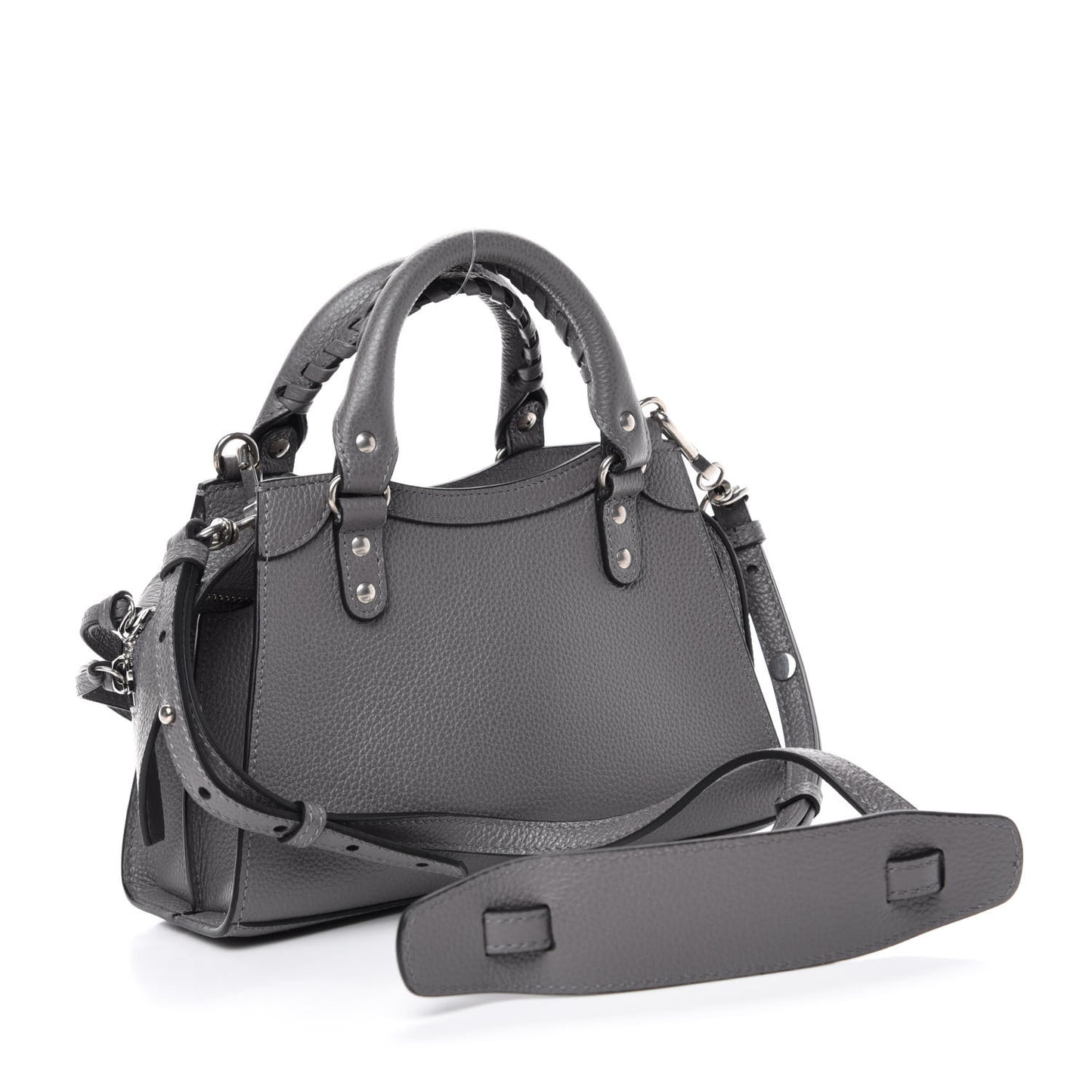 Grained Calfskin Neo Classic Silver Hardware Mini City Dark Grey