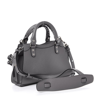 Balenciaga Grained Calfskin Neo Classic Silver Hardware Mini City Dark Grey 3 of 10