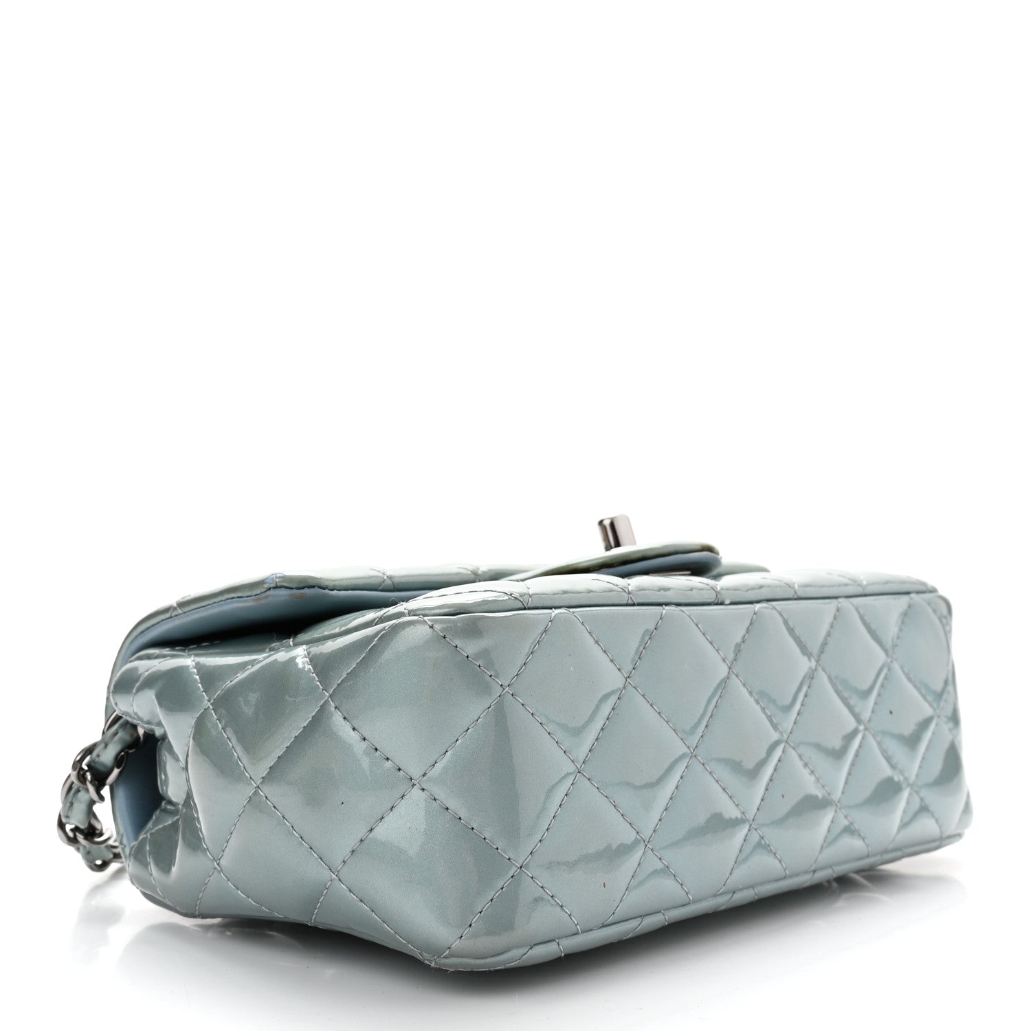 Chanel Patent Calfskin Quilted Mini Rectangular Flap Light Blue 4 of 10