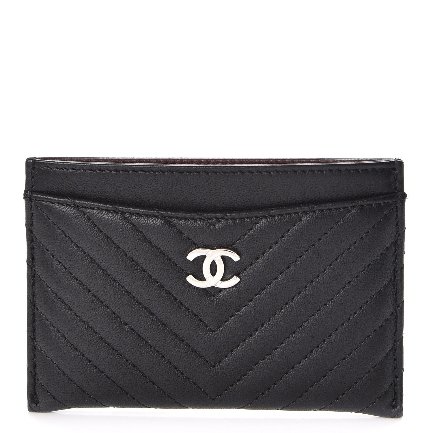 Chanel Lambskin Chevron Card Holder Black 1 of 9