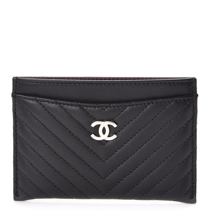 Chanel Lambskin Chevron Card Holder Black 1 of 9