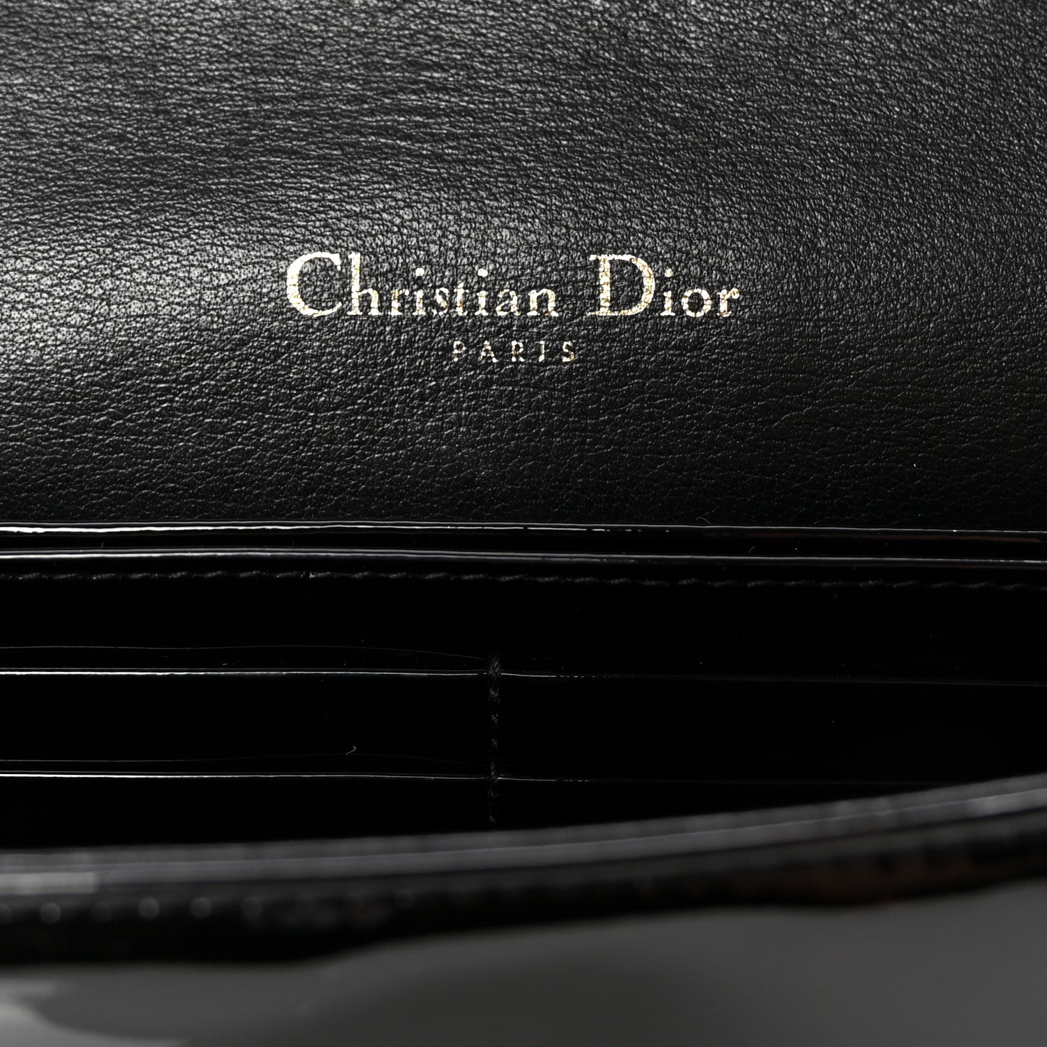 Christian Dior Patent Cannage Lady Dior Chain Wallet Black 7 of 10