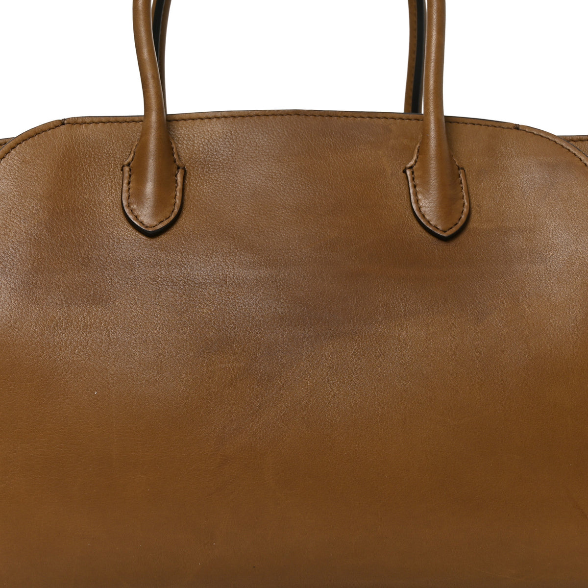 Polished Saddle Calfskin Marlo 12 Tote Bag Muschio
