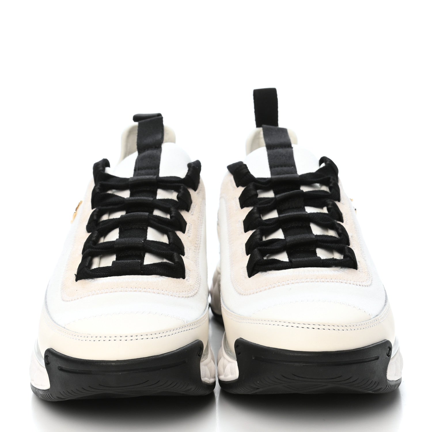 Chanel Velvet Calfskin Mixed Fibers CC Sneakers 38 Ivory Black 2 of 8