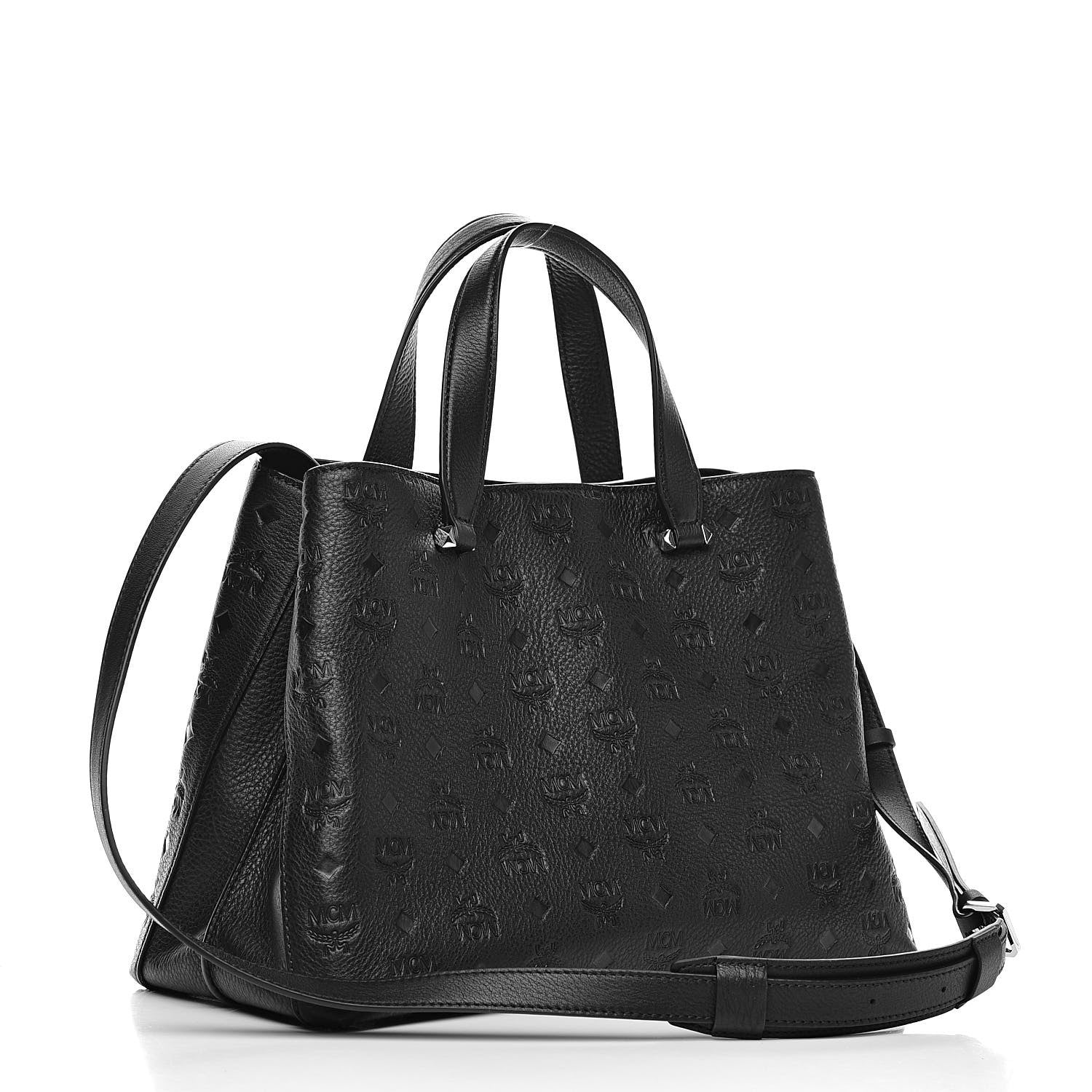 MCM Calfskin Ottomar Monogram Large Essential Tote Black 3 of 10